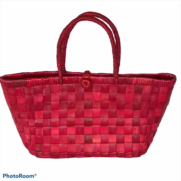 Amazing basket weave purse with sequin heart scarf - Picture 2 of 8